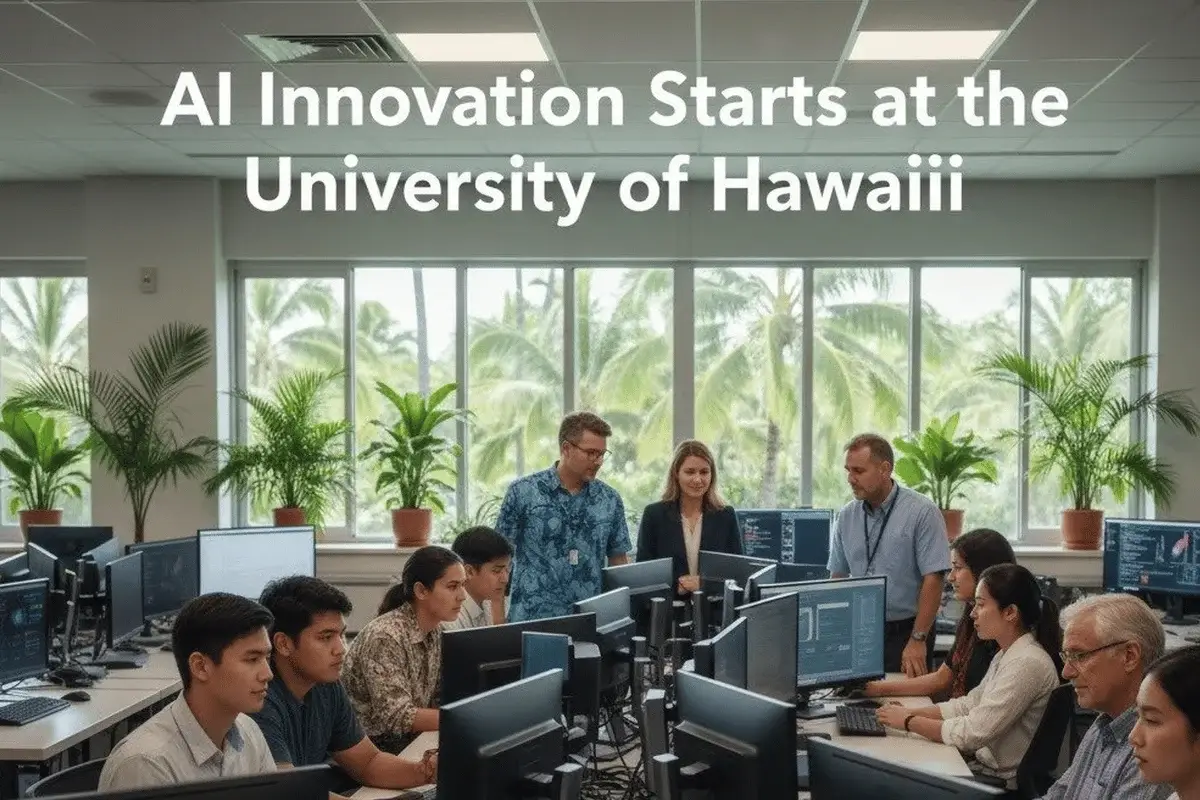 University of Hawaii students collaborating on AI and machine learning research