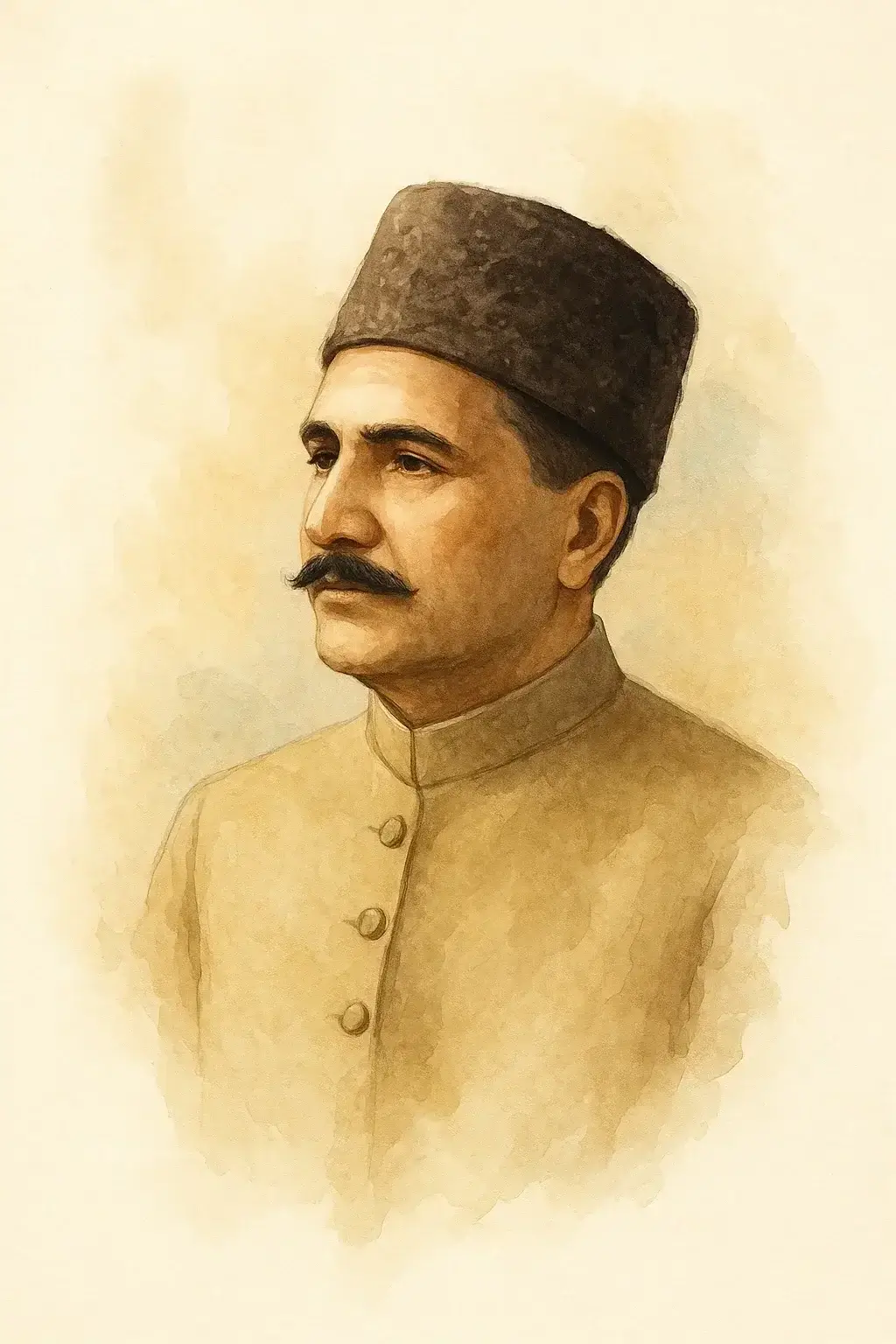Early portrait of Allama Iqbal representing the spirit of Poetry Allama Iqbal Urdu.